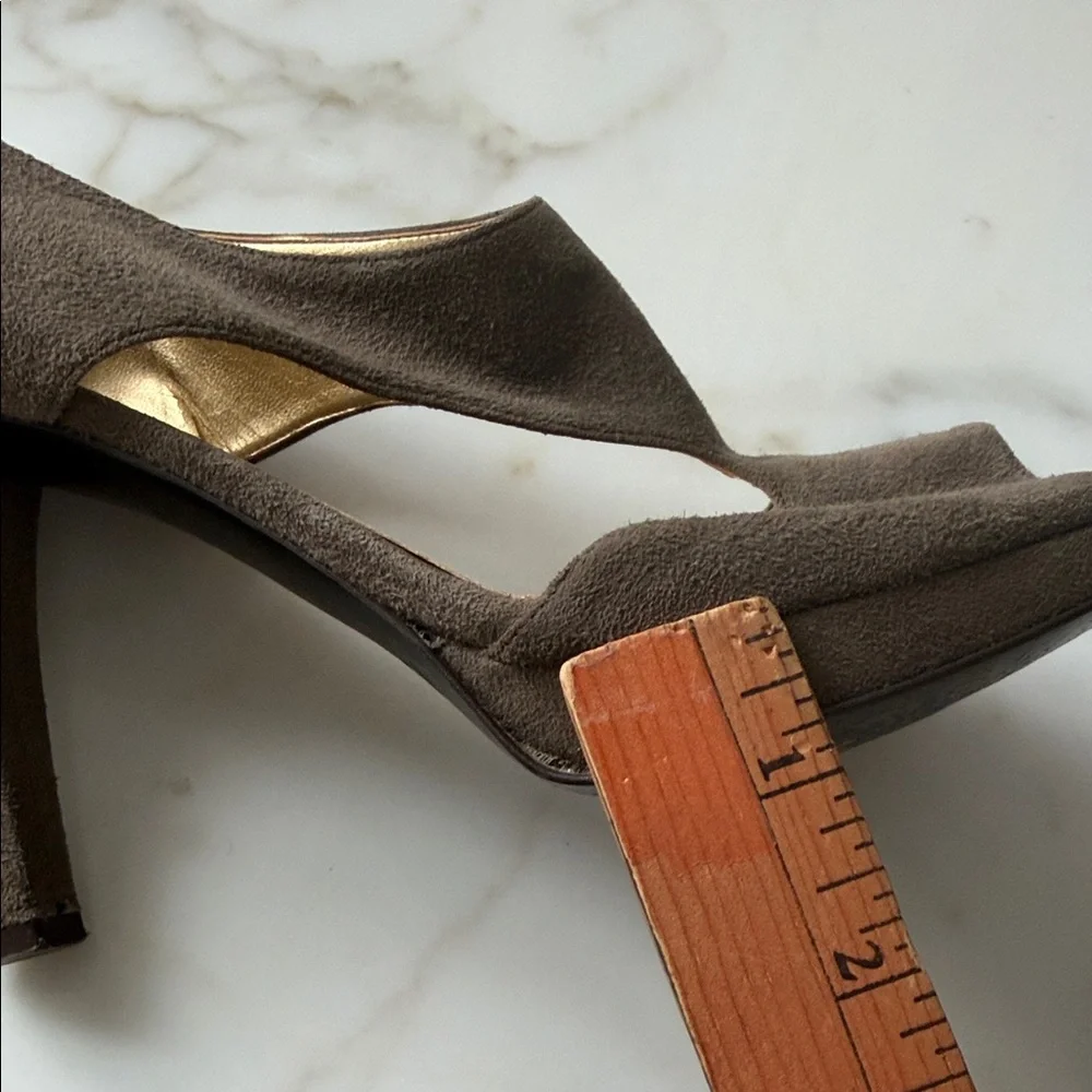 J. Crew Taupe Suede Open-Toe Heels - Picture 5 of 8